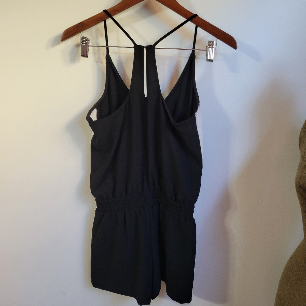 Revolve Amanda Uprichard Track Romper in Black Ivory Stripe Size XS - Picture 6 of 7